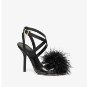 Whitby Feather Trim Leather Sandal Michael Kors size 10